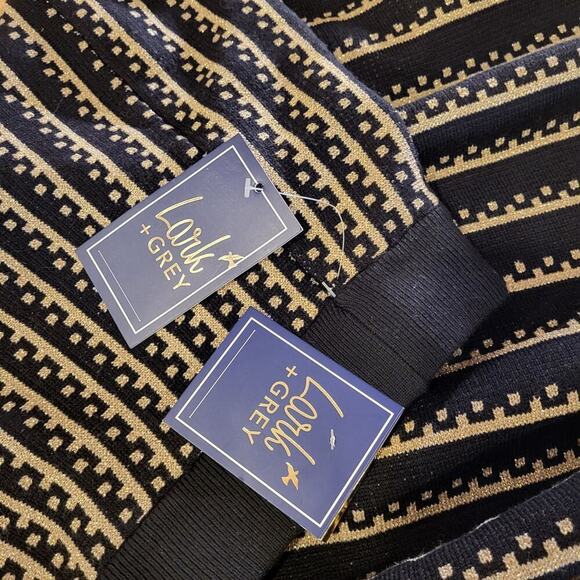 NEW With Tag Lark + Gray Knit Black & Gold A-line Skirt Stretch Viscose Metalic - Picture 6 of 7